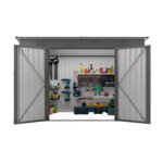 4 x 9 FT Outdoor Storage Shed, Metal Garden Shed Tool House with Sloping Roof vents and 2 Backyard - Image 2