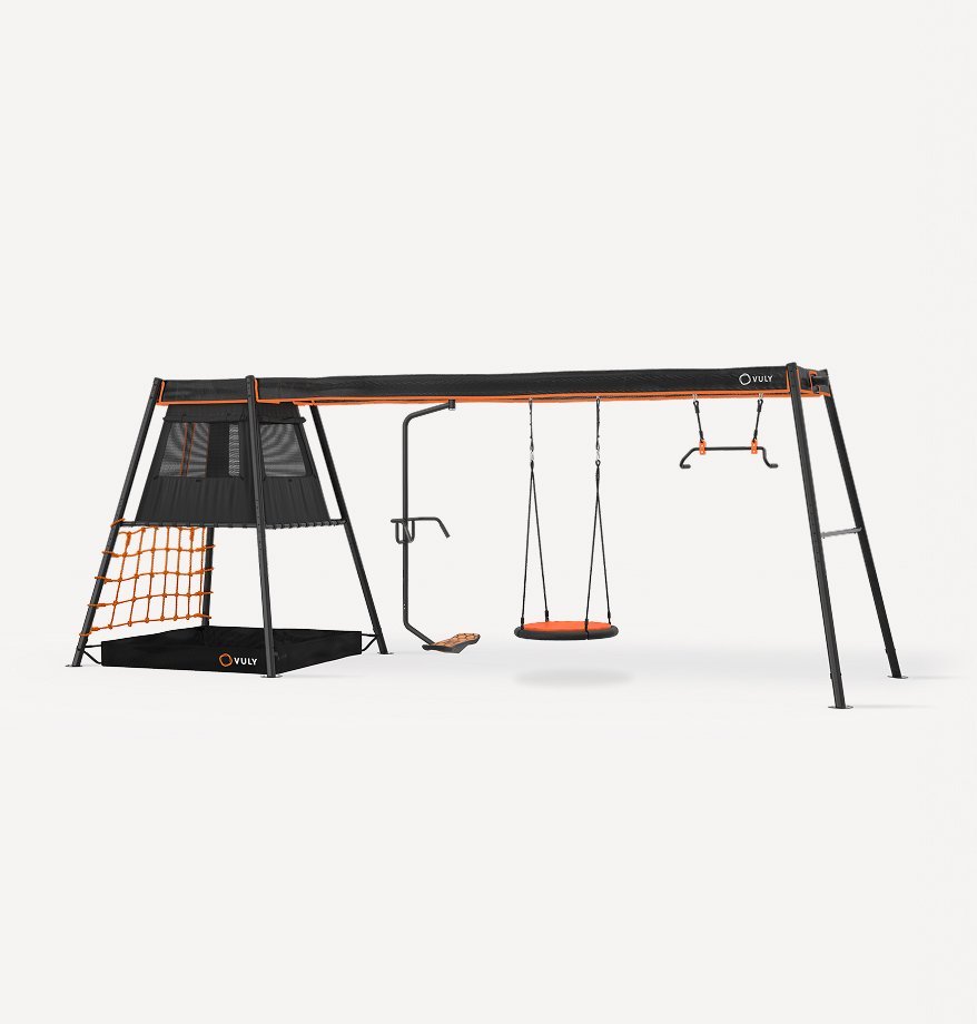 Vuly 3 Swing Set + Cubby House Outdoor Kids Playsets for Backyards