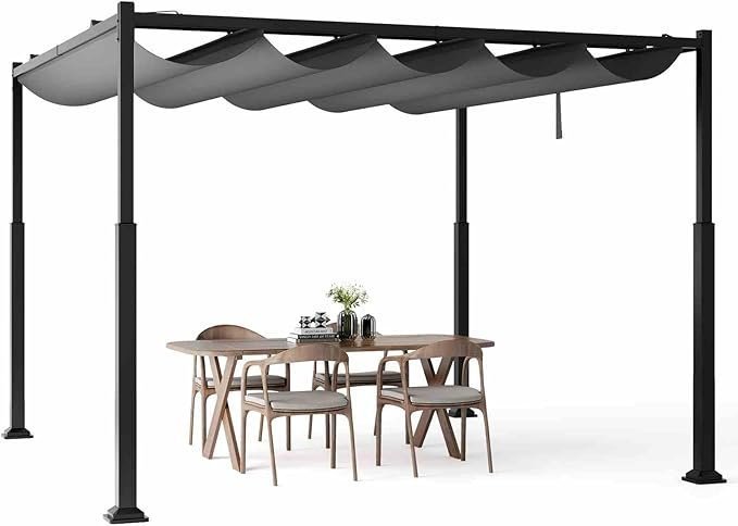 Costway 3x3M Outdoor Pergola with Retractable Sunshade Canopy