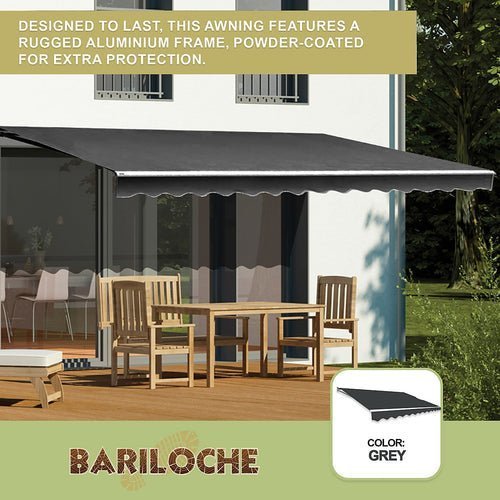 Outdoor Awning Folding Arm Retractable Sunshade Canopy 4.0m x 2.5m Grey